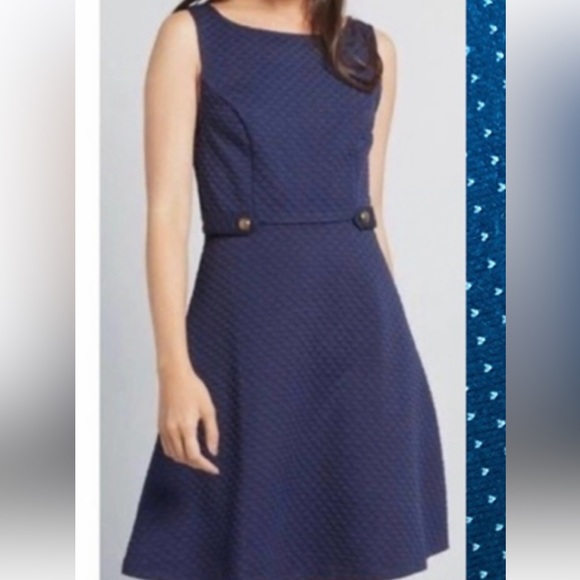 Modcloth Dresses & Skirts - ModCloth Signature Sixties Blue Fit & Flare Knee Length Dress Size M Women's